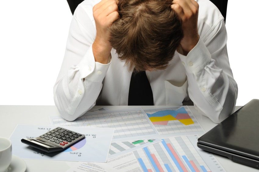 Businessperson stressed from business failure